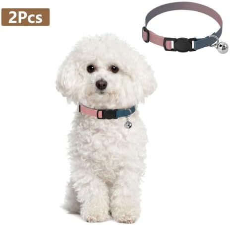 Pink Blue Gradient Cat Bell Collar 2 Pack Cat Collar Adjustable Length 10.6" to 17.1"
