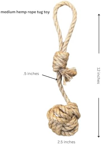 Medium Hemp Rope Dog Tug Toy, Eco-Friendly, No Harmful Dyes (not a chew Toy!)