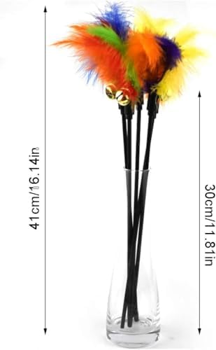 1Pc Colorful Pet Teaser Wand, Interactive Teaser Stick Teaser Toy Wand Interactive Teaser Wand Funny for Stick Catcher Wand Pet Interactive Cats Kitten Cat Feather Feather Toy