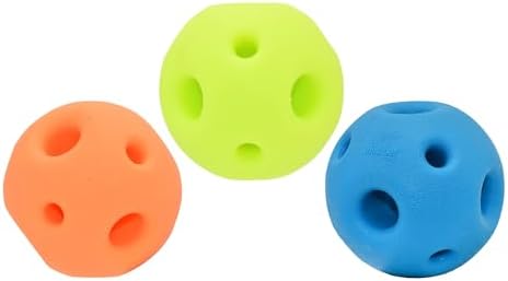 Multipet Breeze Balls for Dog - Bevel Tech Interactive Dog Toy w/Holes for Breathing - Flotable Ball for Dogs - Pet Toy for Chewing & Playing (1 Count, 3”, Random Color Surprise)