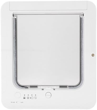Smart Cat Door, Plastic, Automatic Cat Door with Collar Sensor, 2 Way Locking, Ideal for Interior Use with Small Cats