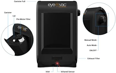 EyeVac Pro & Squeegee Broom Bundle - Touchless Vacuum Automatic Dustpan - Squeegee Multisurface Sweeping - Great for Salon Pet Hair Dirt, Corded Canister Vacuum, Bagless, 1400 Watt (Black w/Broom)