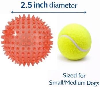 Squeaky Spiky Dog Balls for Teeth Cleaning & Gum Massage 2.5 Inch Small Medium Dogs Red | Spiny TPR Rubber Chew Toys for Fetch Play Interactive Bouncy Dental Balls BPA Free Nontoxic Floats - 3 Pack