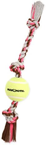 Mammoth Flossy Chews Color 3 Knot Tug w/Large Tennis Ball – Premium Cotton-Poly Tug Toy for Dogs – Interactive Dog Tug Toy – Rope Dog Toy with Tennis Ball for Large Dogs - 24”