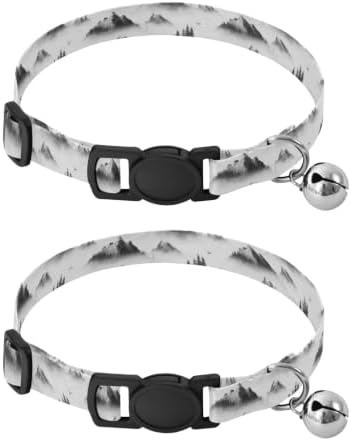 Mountains Trees Cat Bell Collar 2 Pack Dog Collar Adjustable 10.6 to 17.1 Inches