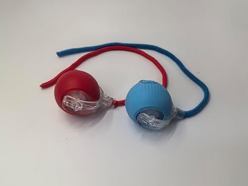 Interactive Cat Toys Ball for Indoor Cats, Automatic Self-Rolling, Motion-Activated, Bird Chirping Cats Dogs Ball Toy with Elastic Mesh Tail, Cat Enrichment Toys for Indoor Cats (Red+Blue)