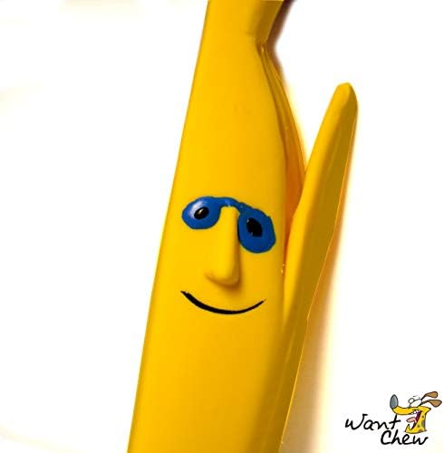 WantChew Latex Dog Squeaky Chew Toy, Peeled Banana