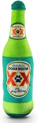 Dog Diggin Designs Dogs Equis Cerveza Plush Dog Toy | Luxury-Inspired Parody Beer Bottle Dog Toy with Squeaker, Soft Plush Novelty Dog Toy – Shaken, Not Stirred!