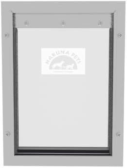 Hakuna Pets Deluxe Aluminum Pet, Cat & Dog Door with 2-Way Locking Panel for Screen, Wall & Door Installation up to 2.8" Thick, Medium, Silver