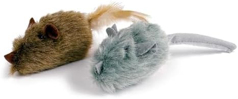 TTcat 2 Pack Squeaky Furry Mouse Cat Toys with Silvervine, Realistic Fluffy Mice Kitten Interactive Hunting Toy, Noise-Making Cat Prey Toy for Indoor Cats, Boredom Relief Teaser Chew Toy.