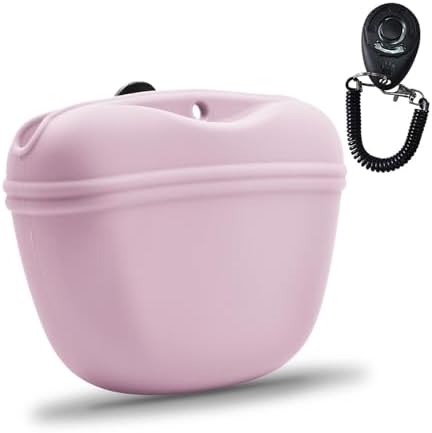 AUDWUD Silicone Dog Treat Pouch with Clicker Magnetic Closure Secure Clip