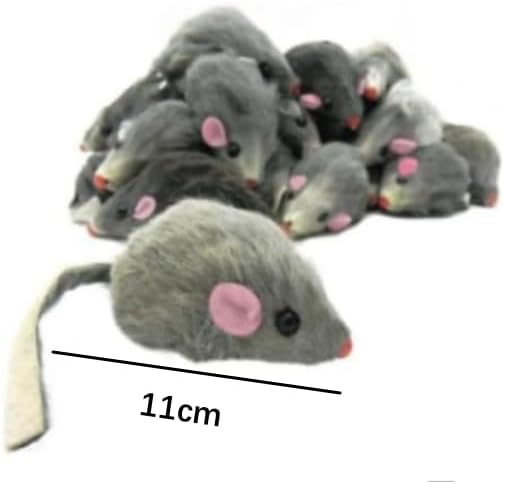 5Pcs Gray Fur Rattle Mouse Cat, Interactive Pet Play Mice, Animal for Cats, Pet Supplies