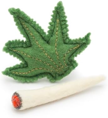 Glaciart One Catnip Joint & Leaf Cat Toy Set | Crack for Funny Kittens, Stimulating Toys for Boredom, Exercise & Play | Filled w/Organic Catnip to Excite/Calm Kitty | Organic Idea
