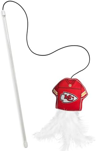 Pets First NFL Kansas City Chiefs Team Jersey Wand with CAT NIP, Cat Toy Jersey Shaped Plush Teaser Toy for Cats & Kittens - Interactive Pet Toy for Play & Exercise