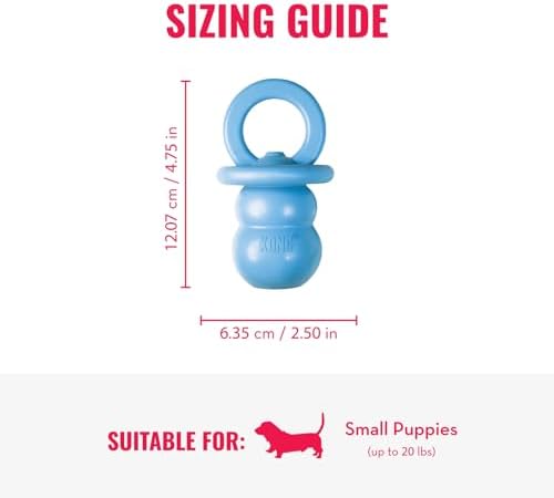 KONG Puppy Binkie - Pacifier Dog Toy for Puppies - Stuffable Treat Chew Toy for Treats - Durable Natural Rubber for Teething Puppy - for Small Puppies - Blue (Pack of 2)