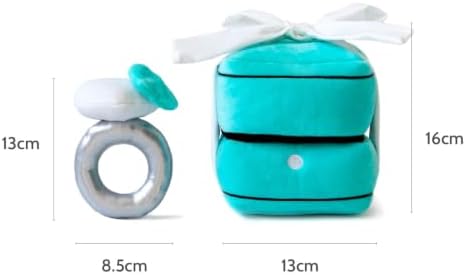 Valentine's Day Ring Box Snuffle Toy, Teal Velvet, Interactive Enrichment Toy with Squeaky Detachable Ring, Hidden Treat Pocket, Nosework Enrichment