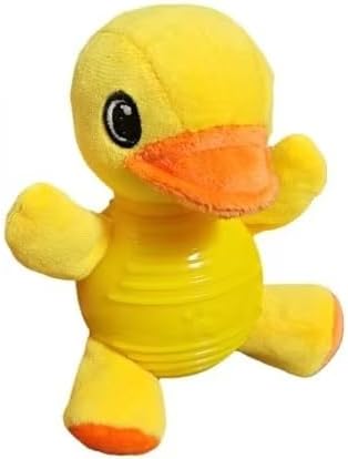 Yellow Duck Plush Chew Toy for Dogs, Soft Plush Dog Toy with Durable Ball for Small, Medium, Large Dogs.