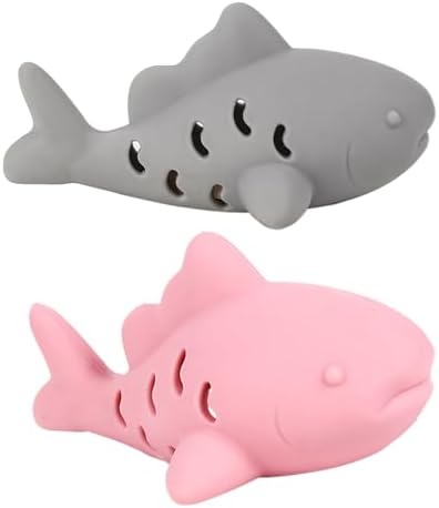 2Pcs Fish-Shaped Cat Treat Dispenser Toy, Cat Puzzle Feeder, Silicone Chew Food Feeder, Interactive Cats Treat Toy, Cats Slow Feeders, for Foraging Play Weight Management Hunting Simulation