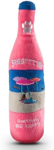 Dog Diggin Designs Seagrrrm’s “Be Yappy” Plush Dog Toy | Luxury-Inspired Parody Drink Bottle Dog Toy with Squeaker, Soft Plush Novelty Dog Toy – Shaken, Not Stirred!