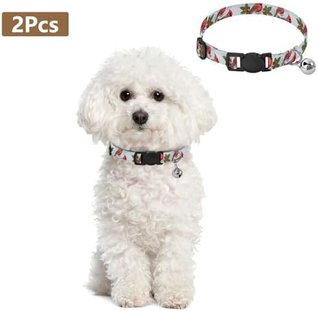 Winter Tree Forest Red Pet Collars for Cats, 2 Pack Dog Collar with Bell