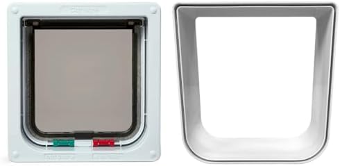Cat Mate 4-Way Locking Cat Flap Bundle with Wall Liner, White