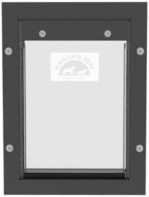 Hakuna Pets Deluxe Aluminum Pet, Cat and Dog Door with 2-Way Locking Panel for Screens, Doors and Walls up to 2.8" Thick, Small, Black