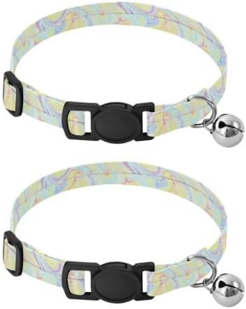 Swirl Pastel Dog Collars for Small Dogs, 2 Pack Cat Collars with Bell
