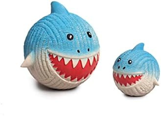 HuggleHounds Finn The Shark Ruff-Tex Ball - Dog Toy, Rubber, Squeaky, Heavy Duty, Small, Medium & Large Dogs, All Breeds