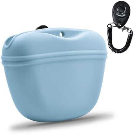 AUDWUD Silicone Dog Treat Pouch with Clicker Magnetic Closure Secure Clip