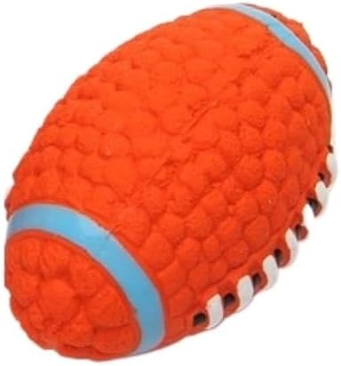 Squeaky Chew Dog Toys Interactive Sports Balls with Squeaker Soft Latex Rubber Bouncy Fetch Ball Toy (Soccer, Volleyball, Football, Tennis) for Puppy & Dog (Football,Small)