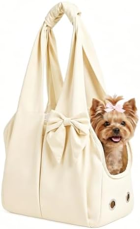 Small Dog Carrier Purse,Soft-Sided Dog Bag Carrier for Outings (Beige)