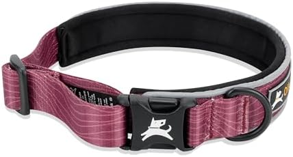 OllyDog Flagstaff Reflective Comfort Collar, Neoprene Padded Dog Collar, Reflective Trims for Night Runs, Extra Comfort for Active Dogs (Small, Rosewood Woodgrain)