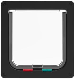 Hakuna Pets Small Pet Door for Doors, Cat Door with 2-Way Locking Flap, Easy Install for Interior & Exterior Doors, Pets up to 11 lbs, Black