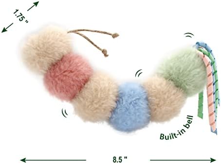 Jumpaws Interactive Natural Catnip Toy, with Rattle, Bite Resistant, for All Ages Indoor Cat, Shape of Caterpillar, Kitten Toy (Large/ 1 Pack/Cat Kicker)