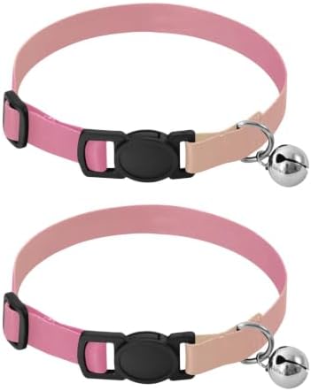 Pink Gradient Cat Collars with Bell 2 Pack Kitten Collars Adjustable 10.6 to 17.1 Inches