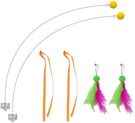 Oxawo Interactive Cat Toys Cat Exercise Tumbler, Rechargeable Cat Toys for Indoor Cats Spin Butterfly Game Teasing Kitty, Extra Long Feather Wand (Attachment)