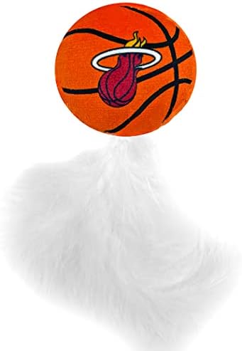 Best Plush CAT Toy - NBA Miami Heat Complete Set of 3 Piece Cat Toys Filled with Fresh Catnip. Includes: 1 Jersey Cat Toy, 1 Basketball Cat Toy with Feathers & 1#1 Fan Cat Toy. Beautiful Team Logos