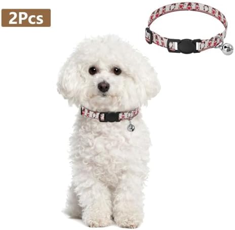 2 Pack Kitten Collars Cute Gnomes Plaid Small Dog Collar with Bell, Adjustable 10.6 to 17.1 Inches