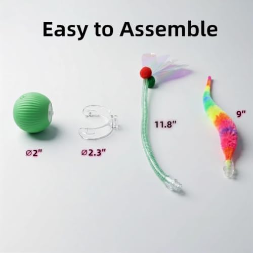 Interactive Dog Cat Toy Ball, Upgraded Rechargable Rolling Pet Ball with 2 Tails, Smart Automatic Moving Toy for Bored Indoor Kitty Puppy -Green