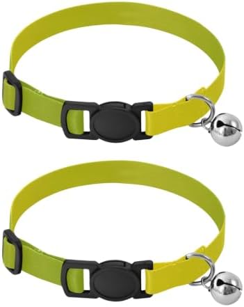 Yellow Green Gradient Adjustable Buckle Pet Collars 2 Pack Collar for Cats