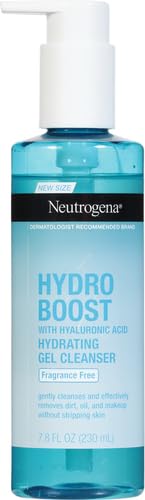 Neutrogena Hydro Boost Face Wash,Fragrance Free,Hydrating Facial Cleanser with Hyaluronic Acid,Daily Foaming Face Wash & Makeup Remover,Hypoallergenic Gel Cleanser,7.8 fl. oz,(Pack of 2)