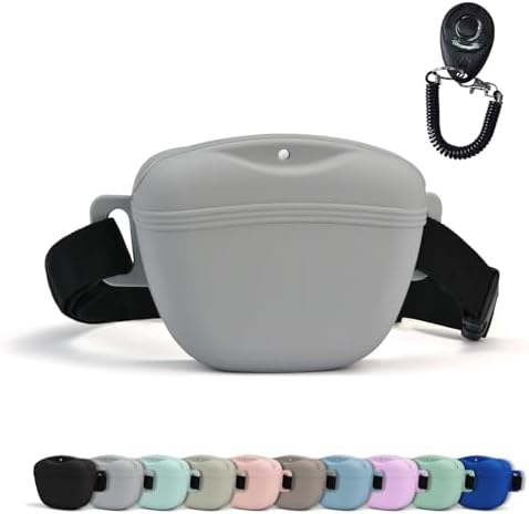 AUDWUD Magnetic Silicone Dog Treat Pouch with Adjustable Belt