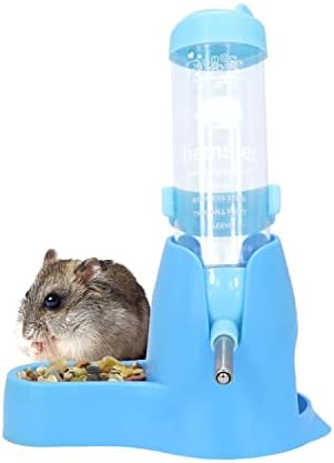 Wontee 3 in 1 Hamster Water Bottle with Food Bowl Hideout Base, 125ML, Blue