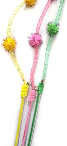 IUHKBH Cat Wands, 3 PCS Mesh Tube Teaser Toys with Fur Ball Cute Aesthetic Kitten Wand Interactive Cat Toy for All Breed Sizes