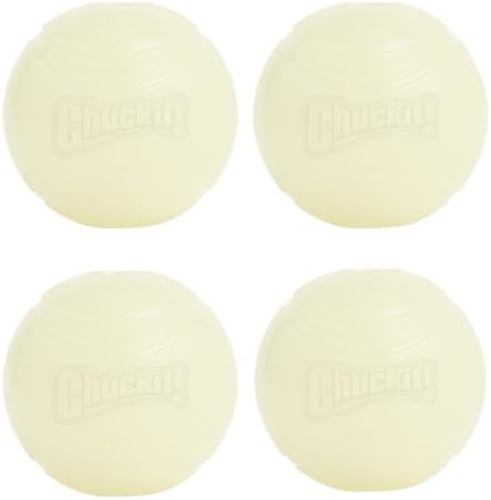 Chuckit! Glow in the Dark Bouncy Balls - Ball for Dogs, Chuckit Dog Toy, Max Glow Balls - Medium, 2.5 Inch, Pack of 4