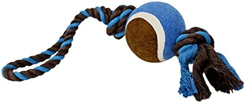 Dog Rope Toy with Tennis Ball (11”) – 1-Pack Red
