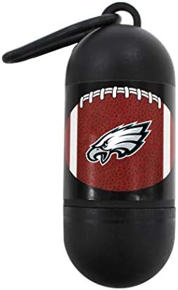 Pets First NFL PHILADELPHIA EAGLES PET LICENSED Poop Waste Bag Dispenser and D Ring for Leash with 900 Premium Garbage Bags