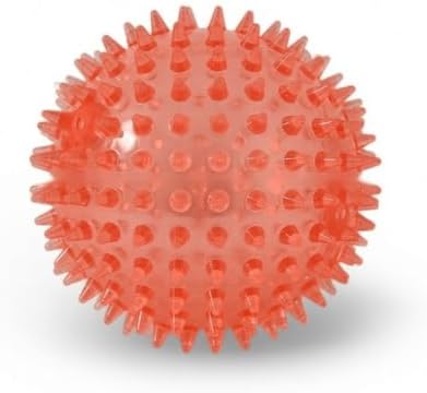 Squeaky Spiky Dog Ball for Teeth Cleaning & Gum Massage 2.5 Inch Small Medium Dogs Red | Spiny TPR Rubber Chew Toy for Fetch Play Interactive Bouncy Dental Ball Durable BPA Free Nontoxic Floats