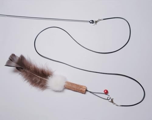 Replacement Strings for Cat Wand Toy - 4 PCS - 2 Nylon Wire and 2 Reinforced Weaving String - Kitten Wand Toy Refill Wires with Lobster Clasps for Lures, Cat Stick