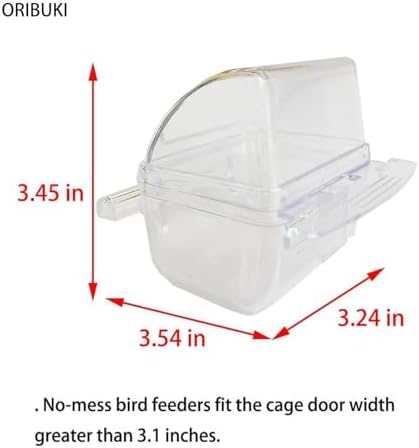 4 Pack Bird Feeders for Cage No Mess Parakeet Food Bowl with Cover Clear Hanging Parrot Water Dispenser Perch Cup Waterer Bird Dishes Seed Cage Cups Slot Replacement Feeder Bowls